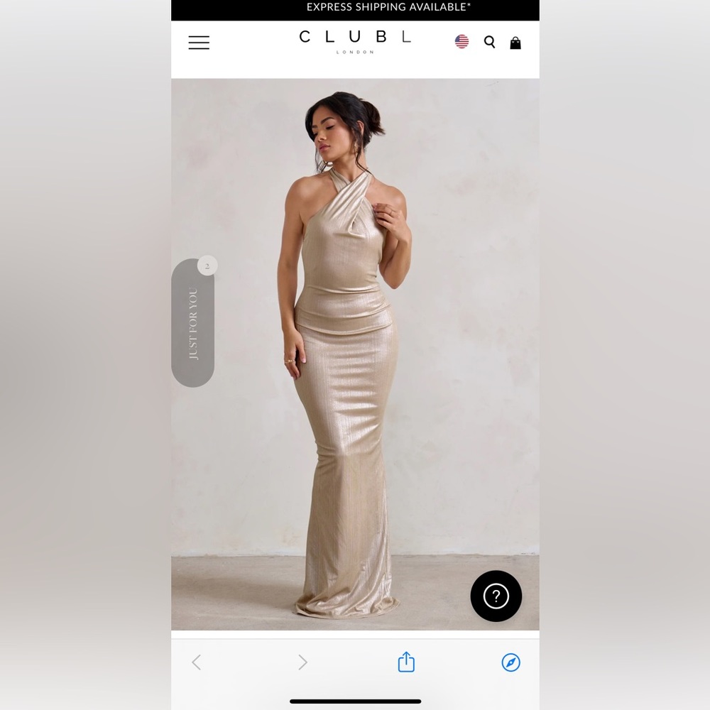 Club L London champagne halter maxi dress